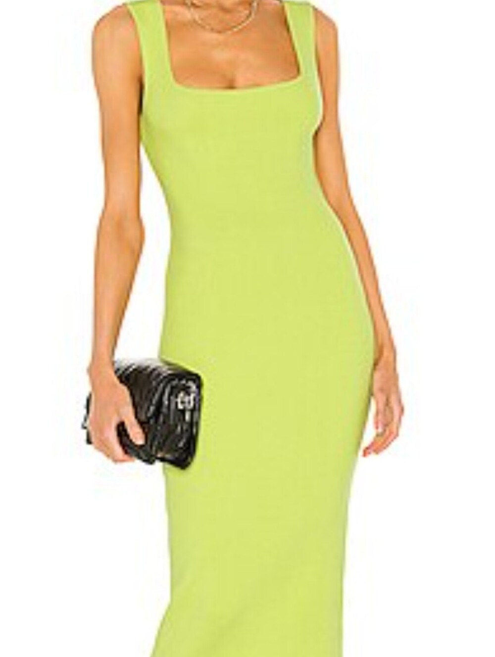 Sleek Lime Green Bodycon Midi Dress